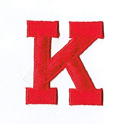 K in Red Rectangle Logo - Alphabet Letter Red Block Style On