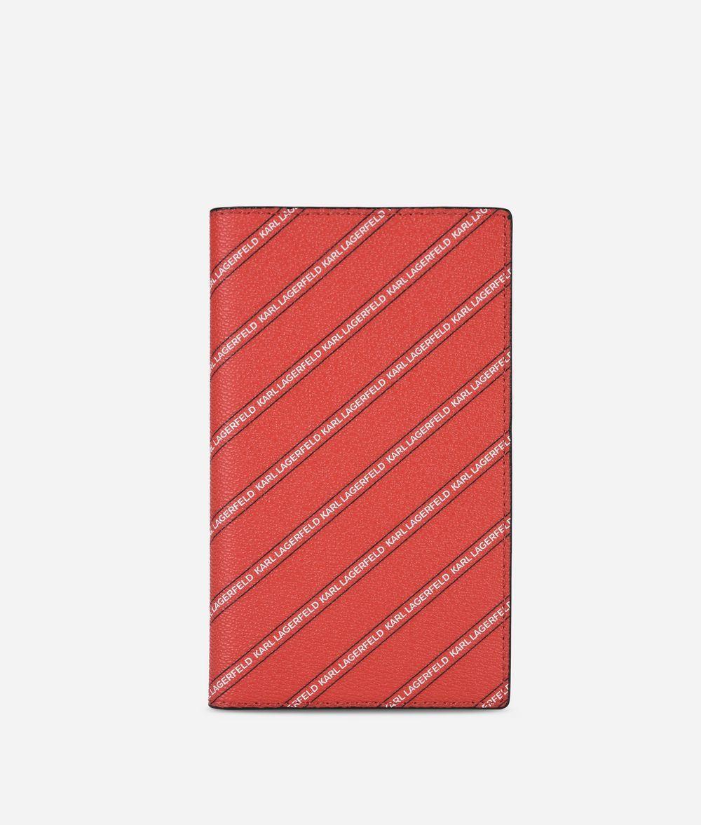 K in Red Rectangle Logo - K/Stripe Logo Travel Wallet - Karl Lagerfeld