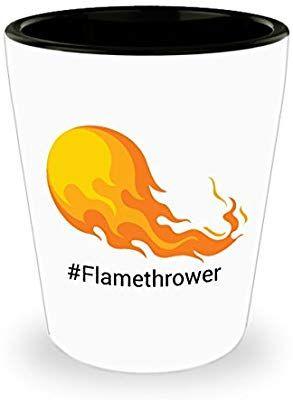 Flamethrower Logo - Amazon.com. Flamethrower Shot Glass Sayings Shot Glasses