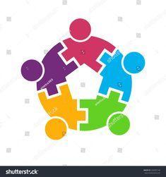 Person Group Logo - Team Building People. 3D Render illustration #people #social