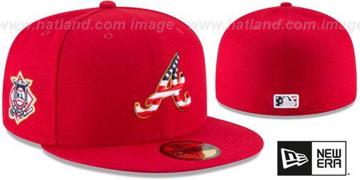 Stripe Red N Logo - Braves 2018 JULY 4TH STARS N STRIPES Red Fitted Hat