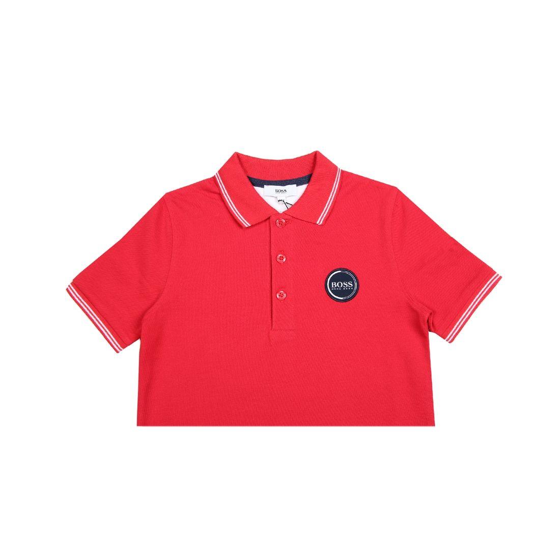 Stripe Red N Logo - Hugo Boss Kids Stripe Detail Red Polo Shirt