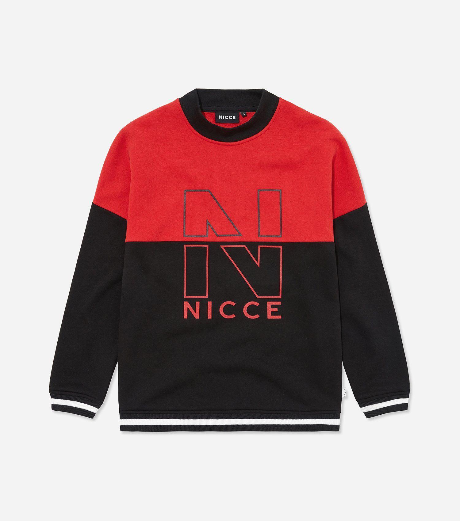 Stripe Red N Logo - NICCE WOMENS FRACTION SWEAT | RED