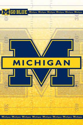 University of Michigan Football Logo - University of Michigan Wolverines College Football Team Logo Poster