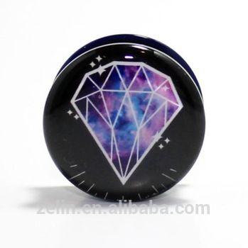 Cool Diamond Logo - Black Acrylic Ear Piercings Diamond Logo Cool Ear Plug Hollow Butt ...