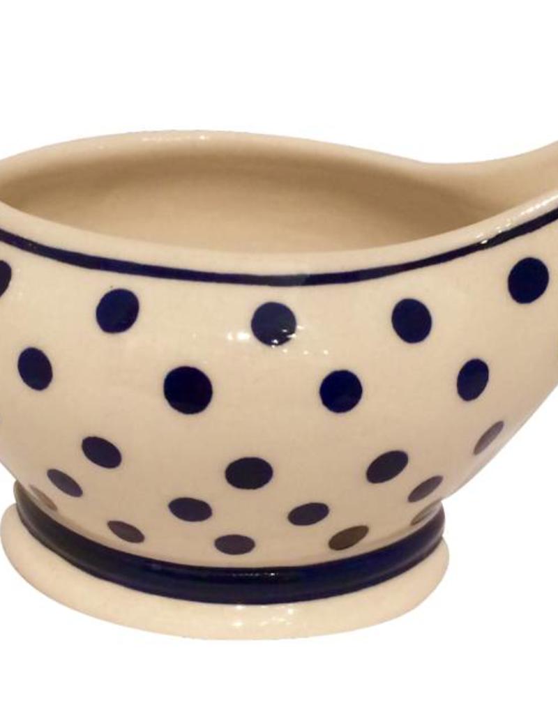 White and Blue Dot Logo - Beautifully white gravy boat decorated with blue dots. GET YOURS