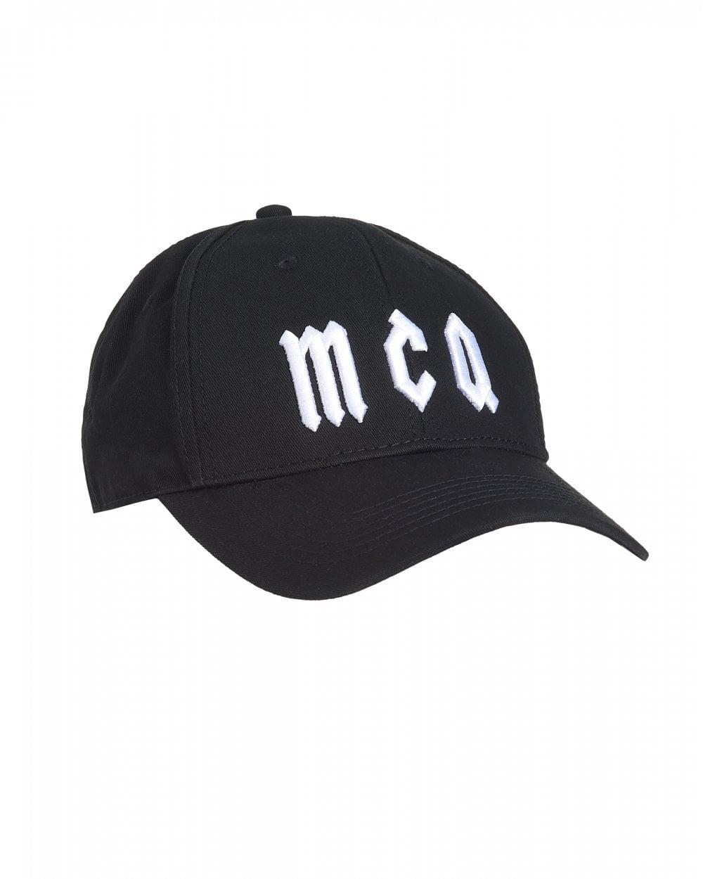 White Cap Logo - McQ by Alexander McQueen Mens Logo Baseball Hat, Black White Cap