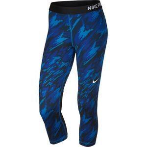 Blue Camo Nike Logo - Womens Nike Pro Overdrive Dri Fit 3 4 Gym Training Leggings Capris