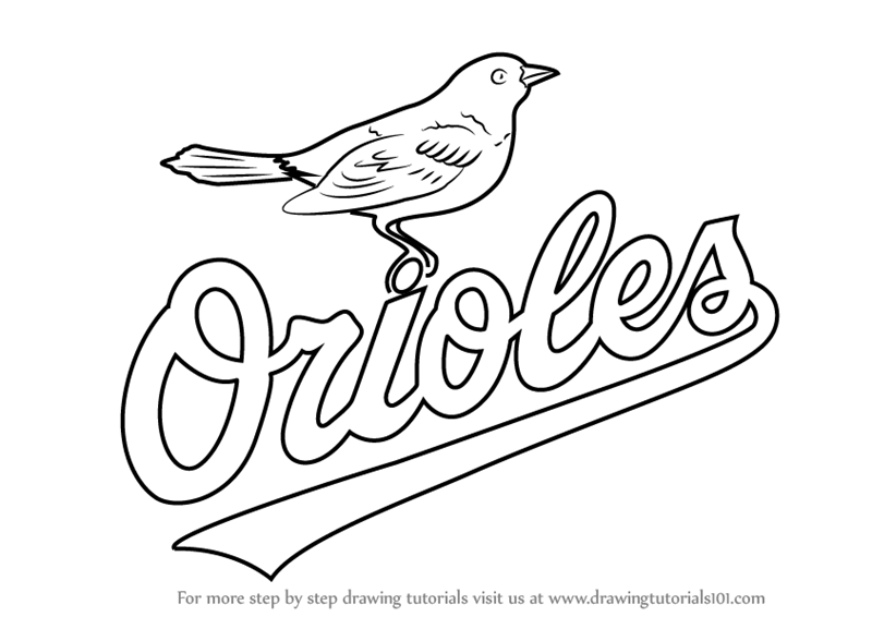 Baltimore Orioles Bird Logo - Learn How to Draw Baltimore Orioles Logo (MLB) Step