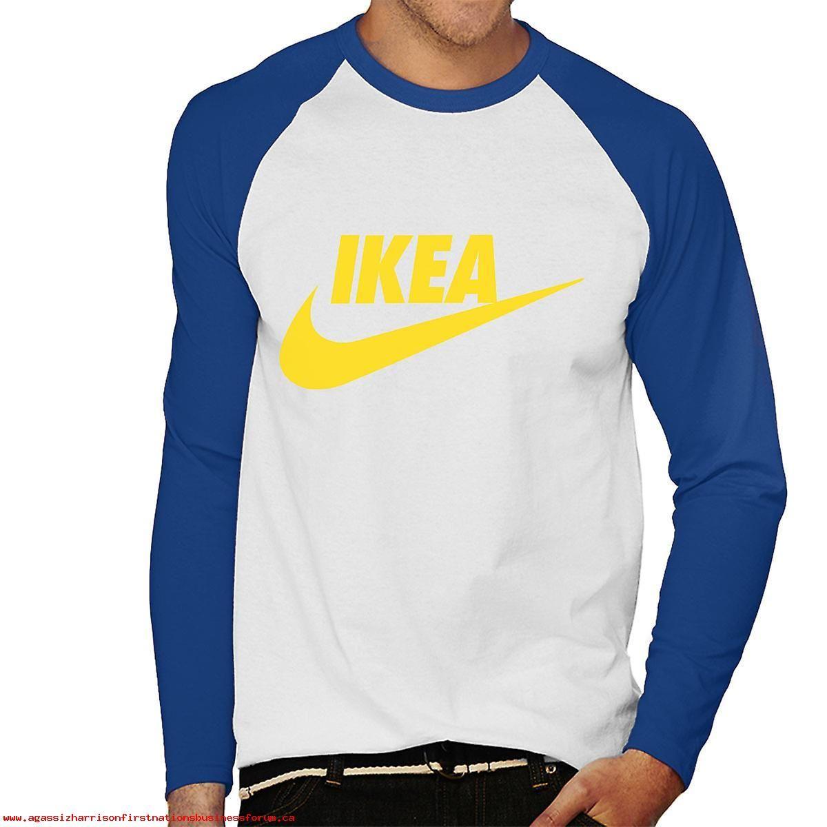 IKEA Yellow Logo - Ikea Nike Yellow Logo Mens Baseball Long Sleeved T-Shirt QVWcH5UC