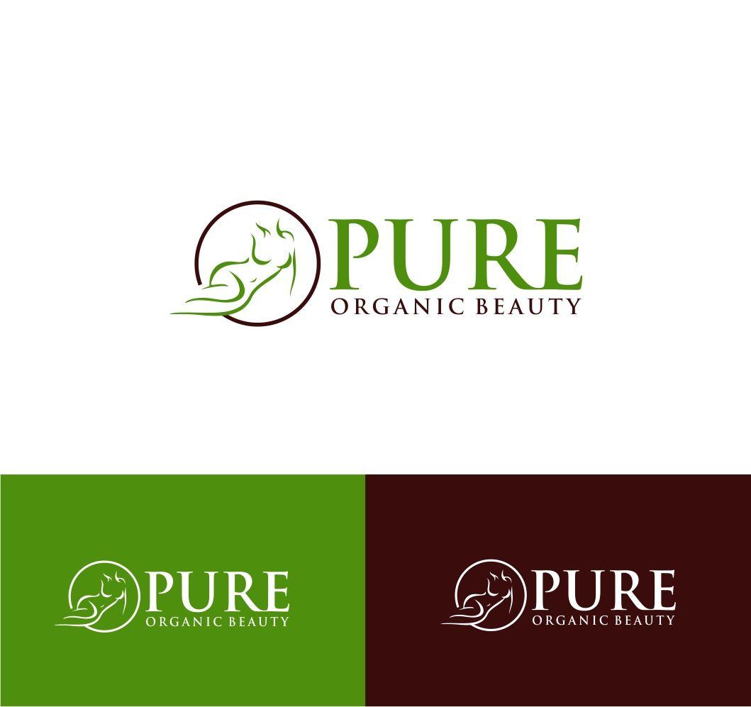 Green Beauty Logo - Feminine, Elegant, Cosmetics Logo Design for Pure Organic Beauty