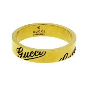 Yellow Ring Logo - Gucci 18K Yellow Gold Logo Band Ring