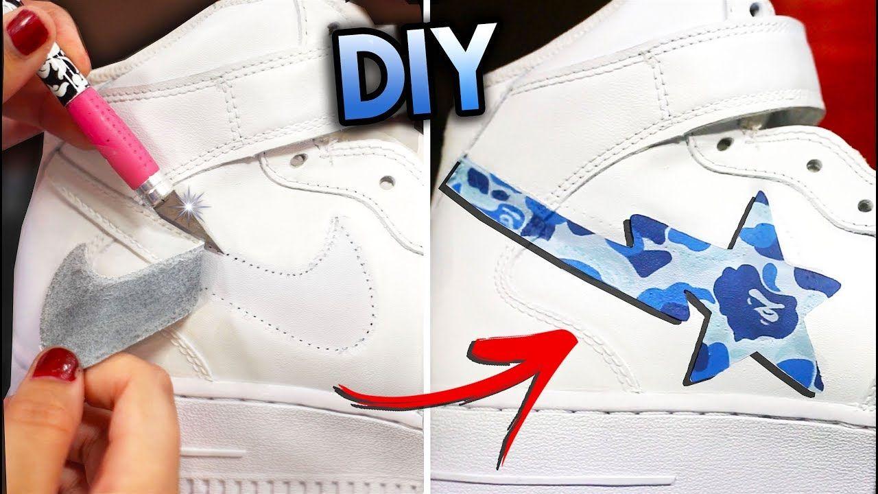 Blue Camo Nike Logo - HOW TO: REMOVE THE NIKE SWOOSH & BAPESTA YOUR SHOES | AIR FORCE 1 ...
