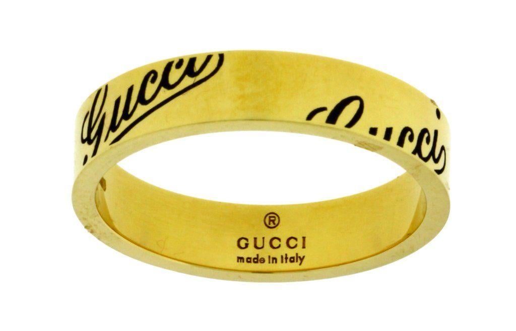 Yellow Ring Logo - Gucci logo thin band ring in 18k yellow gold new in box Size 13 USA