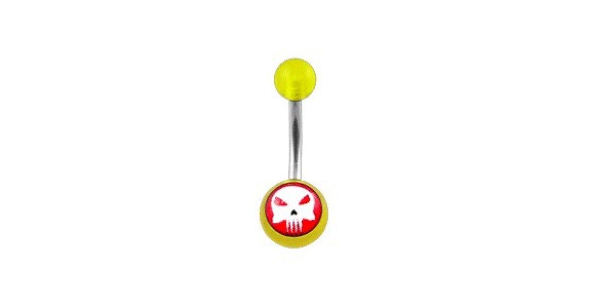 Yellow Ring Logo - Transparent Yellow Acrylic Belly Bar Navel Button Ring w/ The ...