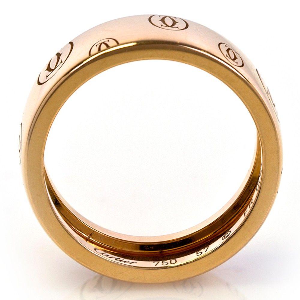 Yellow Ring Logo - Pre-Owned Cartier Mens 18ct Yellow Gold Logo Ring MWT(20) | The ...