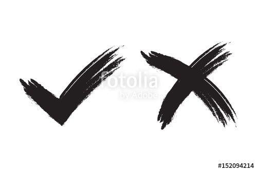 Black Check Mark Logo - Tick and cross signs. Brush black checkmark OK and X icons, isolated ...