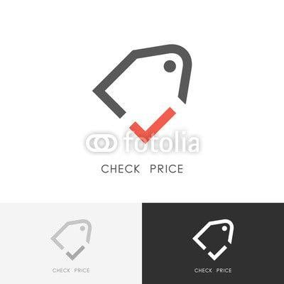 Black Check Mark Logo - Check price logo or tag with red checkmark or tick symbol