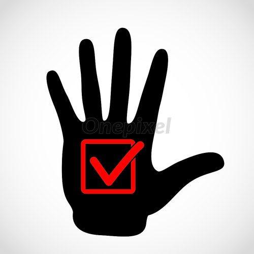 Black Check Mark Logo - Black hand and check list button icon vector concept. Check ...