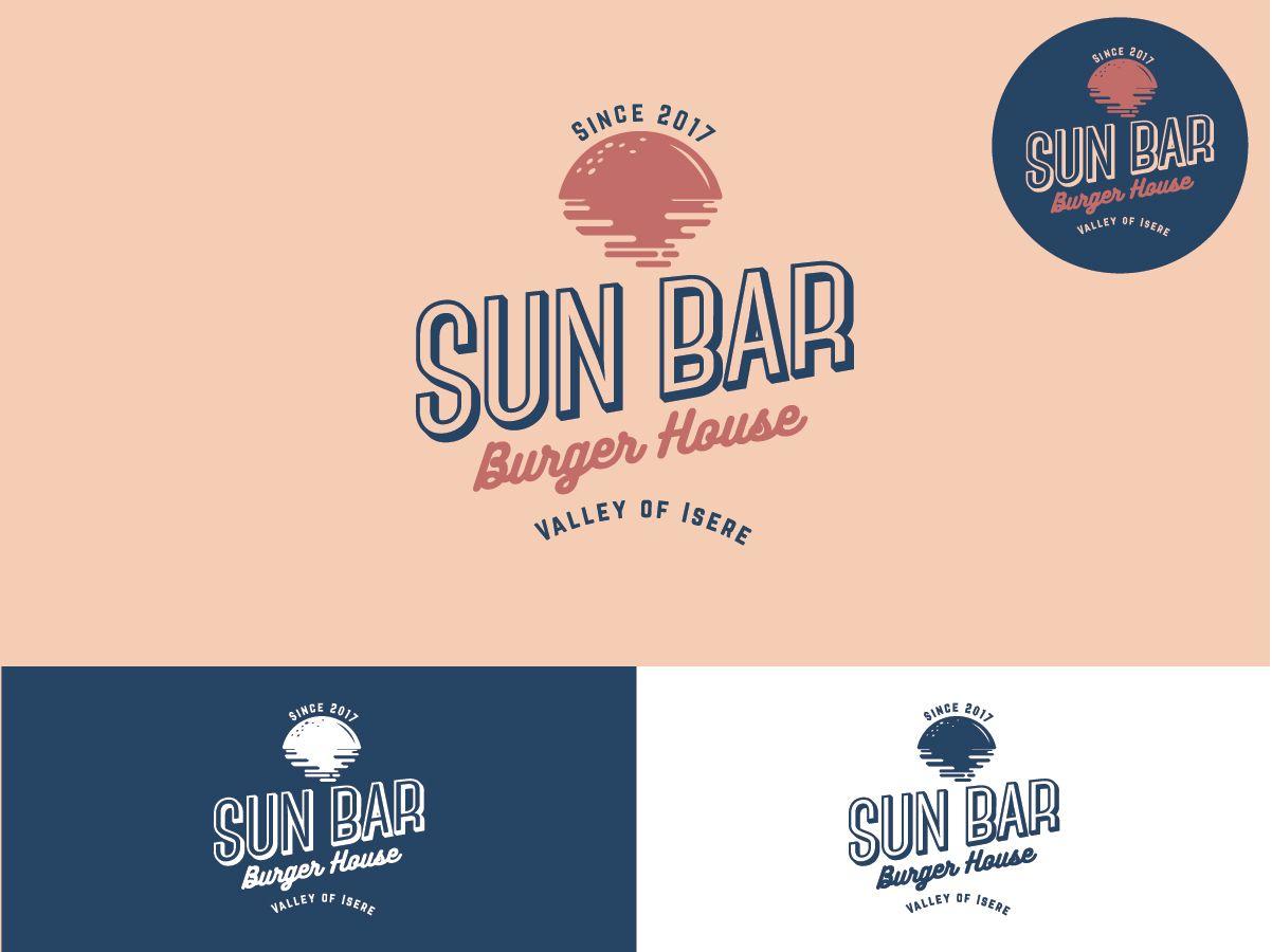 Sun Restaurant Logo - Restaurant Logo Design for Sun Bar. Burger house. Valley of Isere
