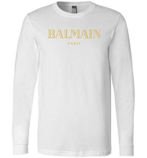 Balmain Gold Logo - Balmain Gold Logo Long Sleeve T-Shirt -