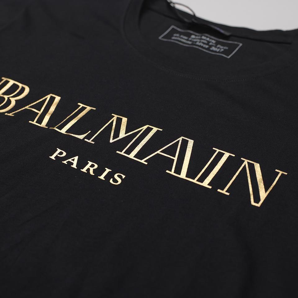 Balmain Gold Logo - BALMAIN LOGO PRINT T-SHIRT BLACK/GOLD – Mr Trendz