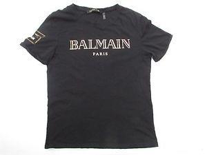 Balmain Gold Logo - Balmain Paris X H&M Black Cotton With Gold Logo Tee T-Shirt Size XS ...