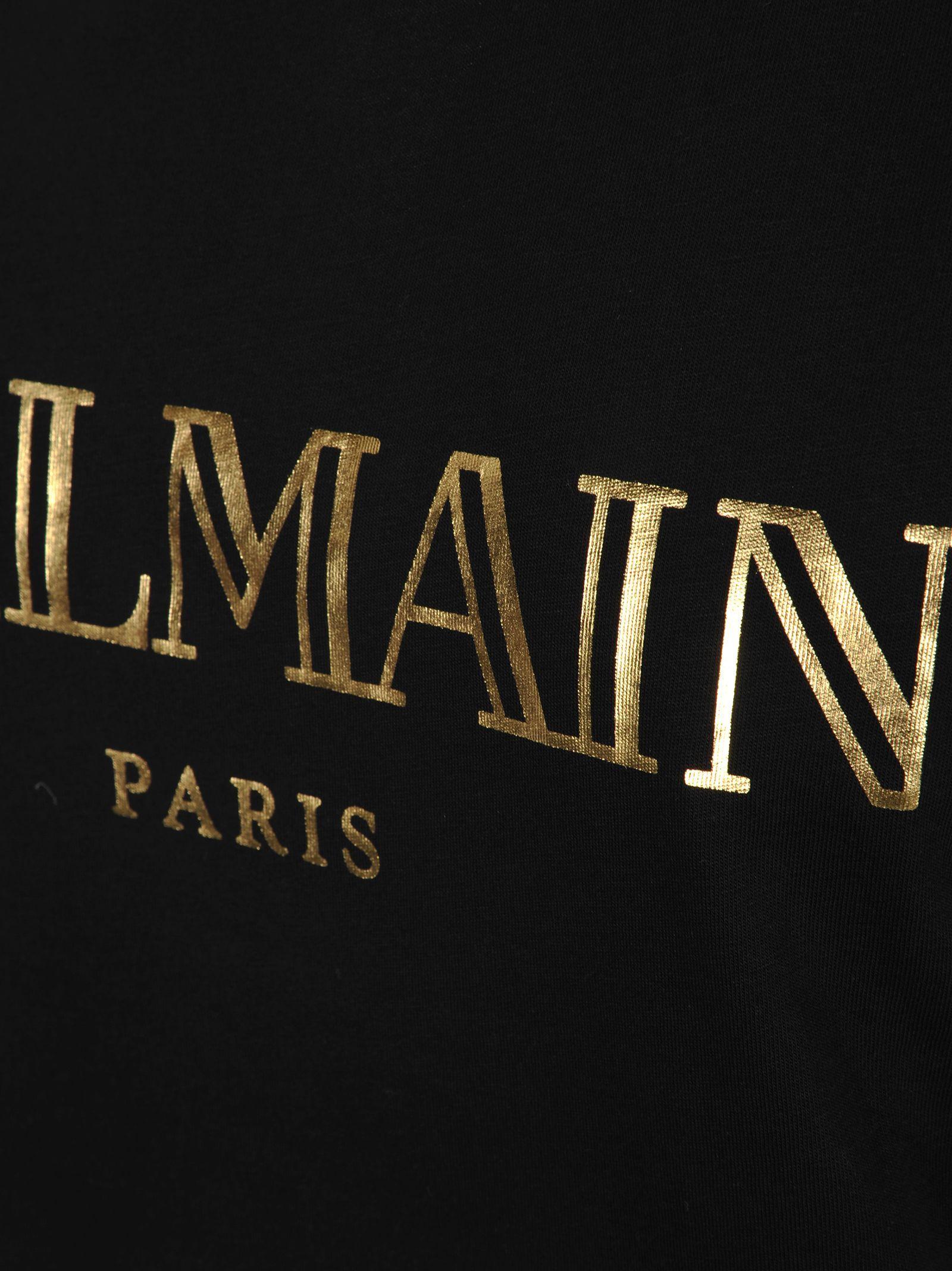 Balmain Gold Logo - Balmain Balmain Short Sleeve Buttons Classic Logo - BLACK + GOLD ...