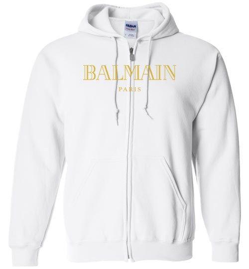 Balmain Gold Logo - Balmain Gold Logo Zip Hoodie -