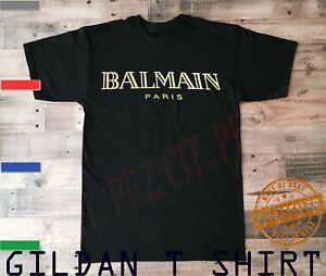 Balmain Gold Logo - Balmain Paris Black and white Tee Shirt Gold Logo Print Balmain ...