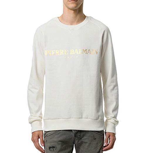 Balmain Gold Logo - Pierre Balmain Gold Logo Print Sweatshirt, White ($350) at Amazon ...