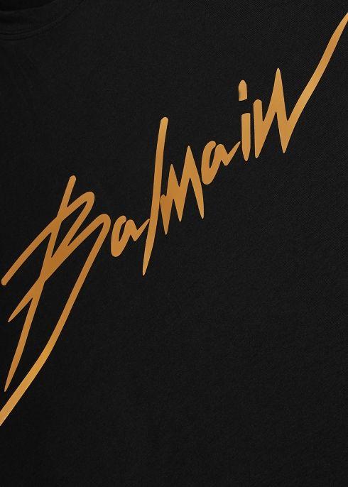 Balmain Gold Logo - Balmain Black logo cotton T-shirt - Harvey Nichols