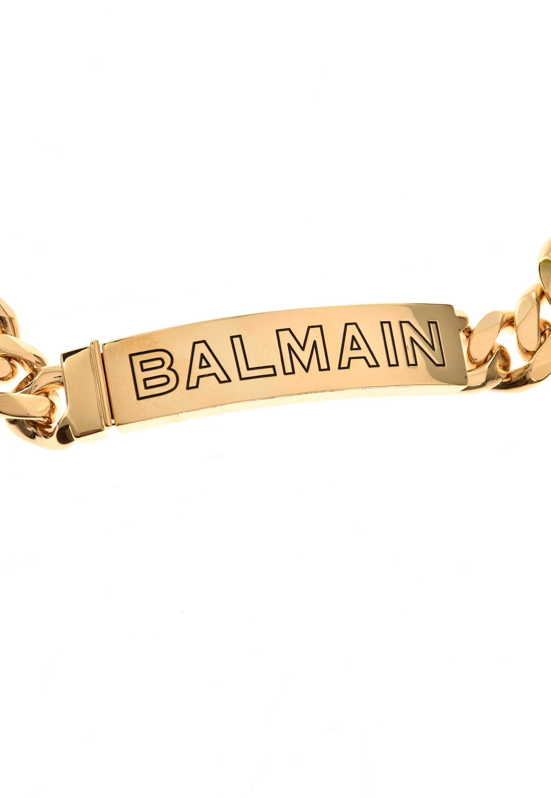 Balmain Gold Logo - Lyst - Balmain Logo Chain Bracelet Gold in Metallic