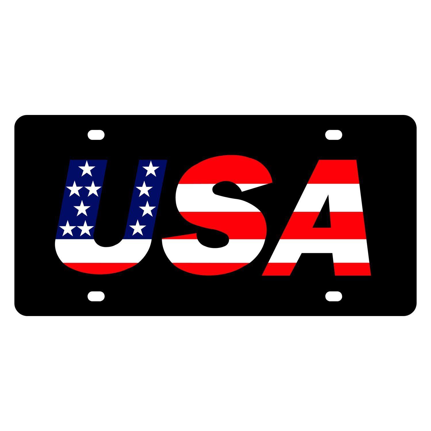 Stripes Logo - Eurosport Daytona® - LSN License Plate with USA Red / White / Blue With  Stars And Stripes Logo