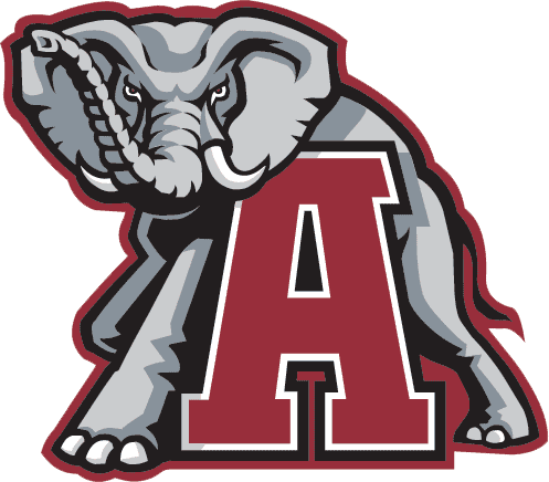 Bama Football Logo - Alabama Crimson Tide Primary Logo (2002) - A grey elpahant in back ...