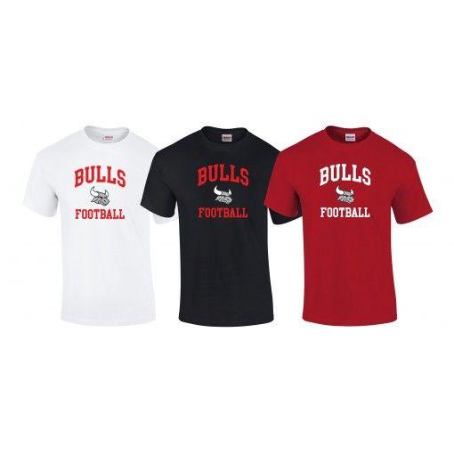 Grey and Red Football Logo - Kirkcaldy Bulls - Football Logo T Shirt - My Custom Teamwear ...