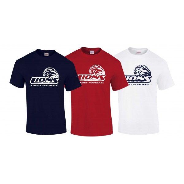 Grey and Red Football Logo - Birmingham Lions - Cadet Football Logo Youth T Shirt - My Custom ...