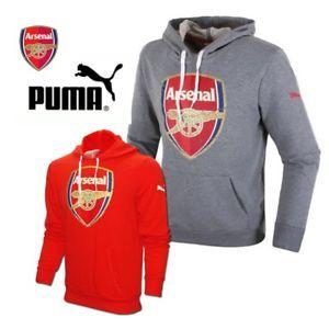 Grey and Red Football Logo - Arsenal Mens Puma Sweatshirt Red Football Official AFC Hoody Hooded ...