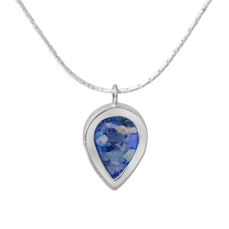 Upside Down Teardrop Logo - Buy Silver Upside Down Teardrop Roman Glass Necklace. Israel