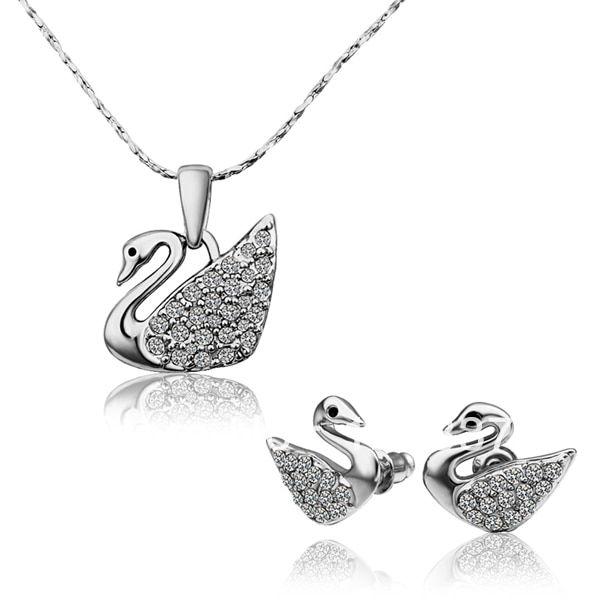 Jewelry with Swan Logo - indian fashion jewelry set Charm crystal Necklace&Earring Jewelrys