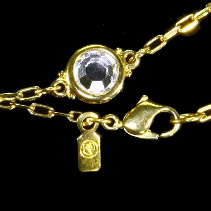 Jewelry with Swan Logo - Swarovski signed Swan Logo 37” Rope Necklace – Bezel Set Crystals ...