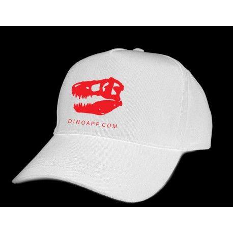 White Cap Logo - Dinoapp white baseball cap with red T-rex skull logo - Dinostore