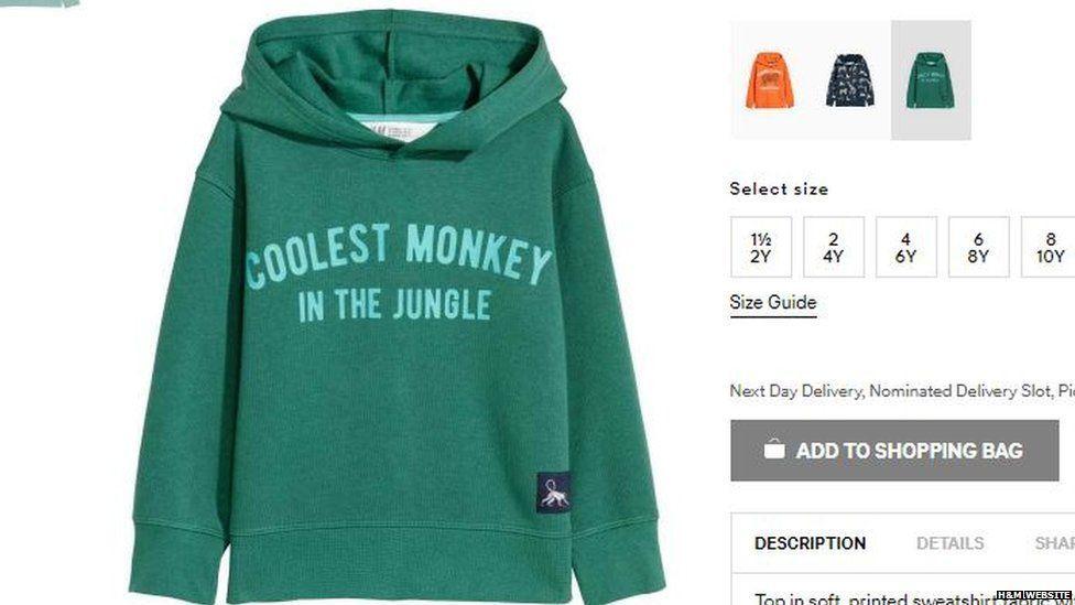 H&M Clothing Logo - Racist' H&M coolest monkey hoodie banned