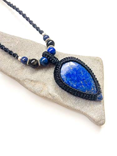 Upside Down Teardrop Logo - Amazon.com: Natural blue Lapis handmade macrame necklace natural ...