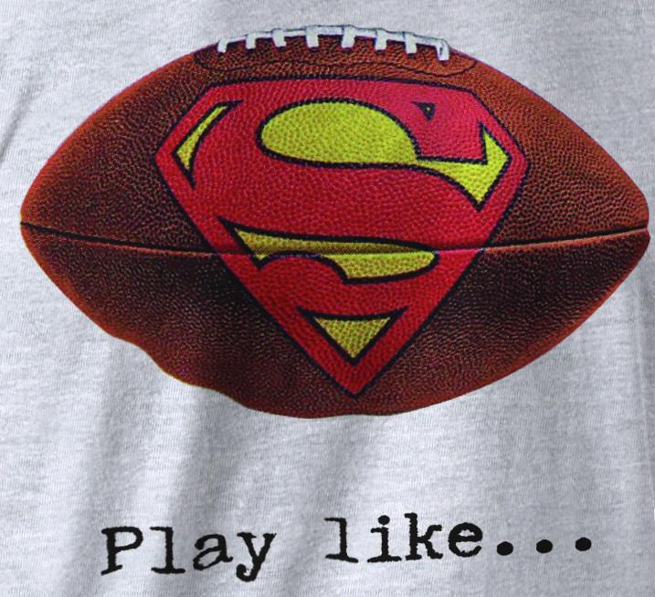 Grey and Red Football Logo - Superman Play Like Football Logo on Ash Grey Colored Pocket Tshirt