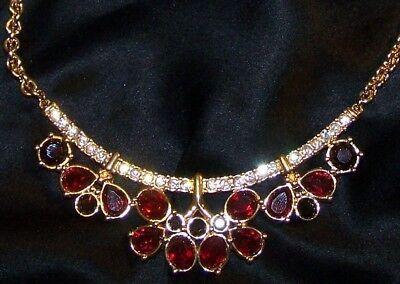 Jewelry with Swan Logo - VINTAGE SWAROVSKI RED Clear Crystal Necklace Swan Logo Signed Estate