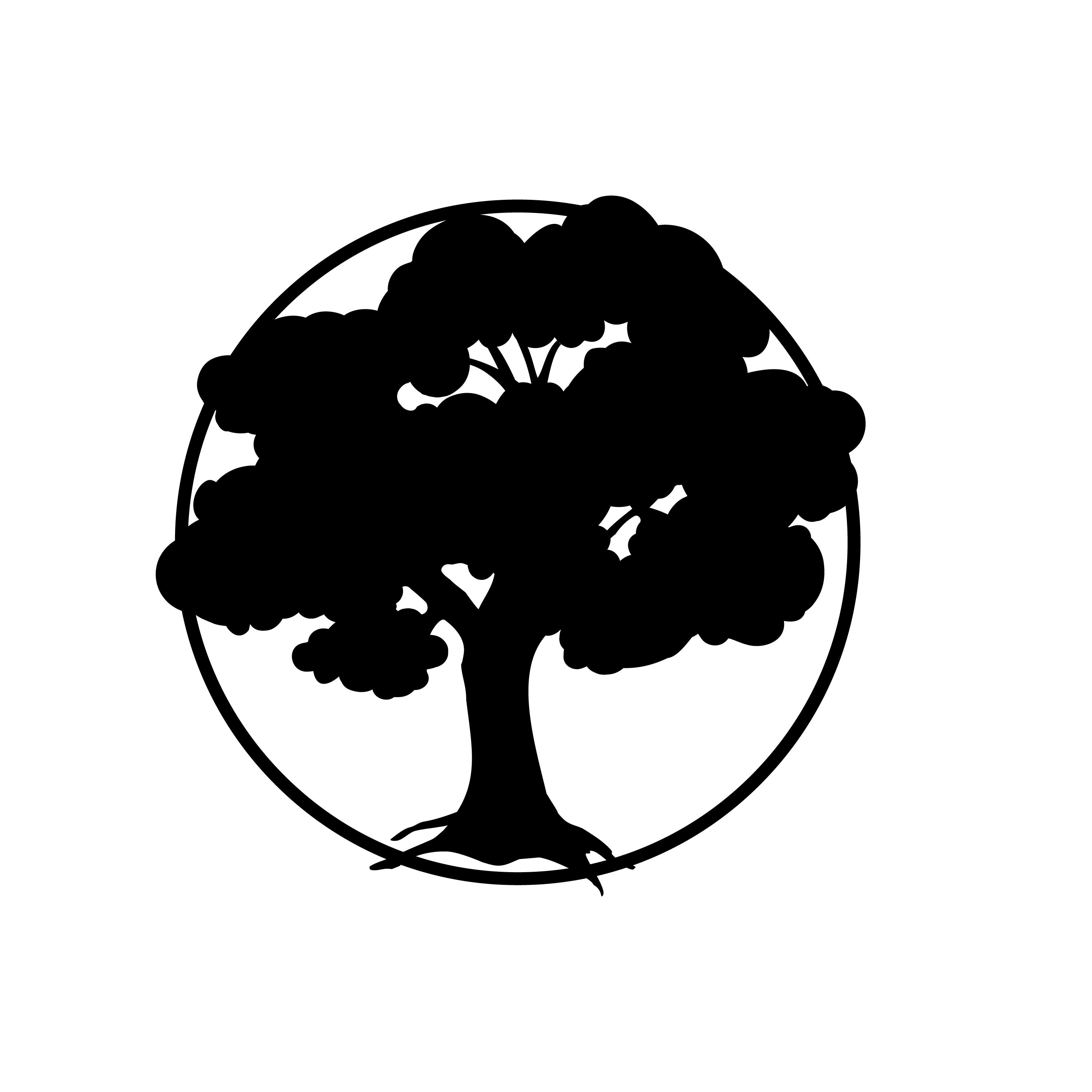 Black and White Tree in Circle Logo - Tree Design Logo | Flying Cloud Design Shop | Royalty-Free