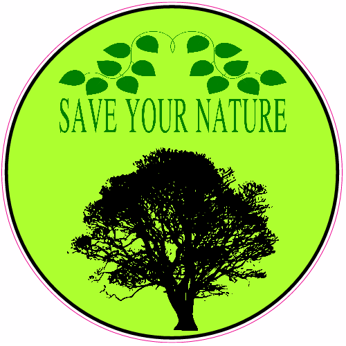 Tree in Circle Logo - Save Your Nature Tree Circle Sticker