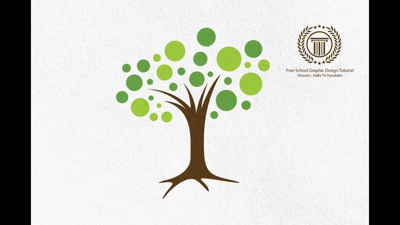 Tree in Circle Logo - Circle Leaf Tree Logo Design Tutorial - how to design a logo in ...
