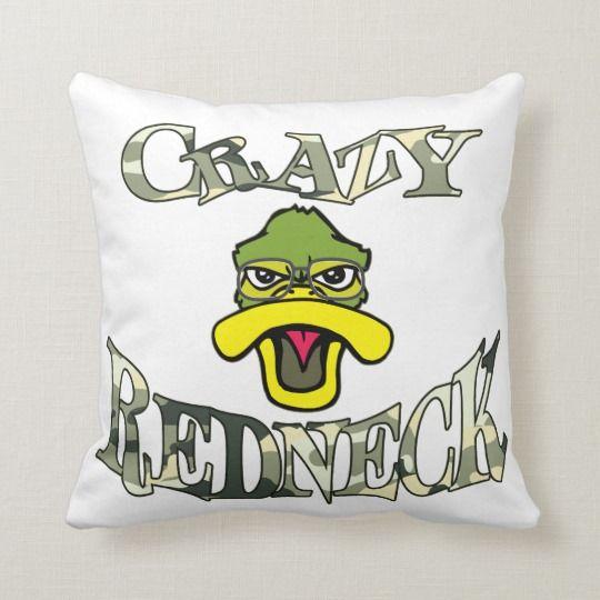 Camo Duck Head Logo - Crazy Redneck Duck Head Camo Throw Pillow